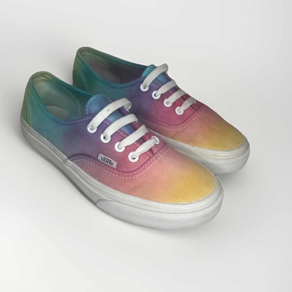 Custom Rainbow Ombré Tie-Dye Authentic Vans Sneakers US Mens 5.5 Womens 7